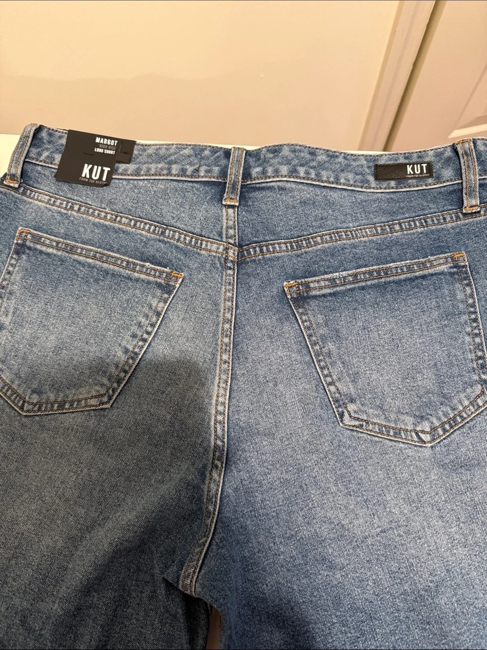 NWT Kut from the Kloth Margot Long Short Denim Raw Hem Cuff or Not High Rise 12